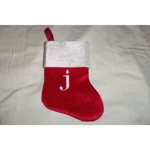 Lower Case j Monogram on red MINI Christmas Stocking 8"X6" by Merry Brite